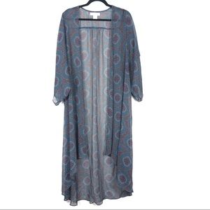 BAND OF GYPSIES floral semi sheer oversized full length duster kimono T5